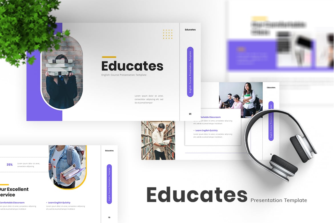 Template Powerpoint Kursus Bahasa Inggris yang Menarik dan Profesional