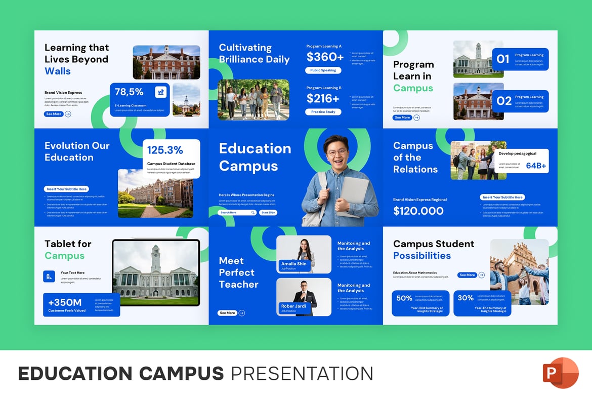 Template Presentasi PowerPoint Kampus Pendidikan yang Menarik