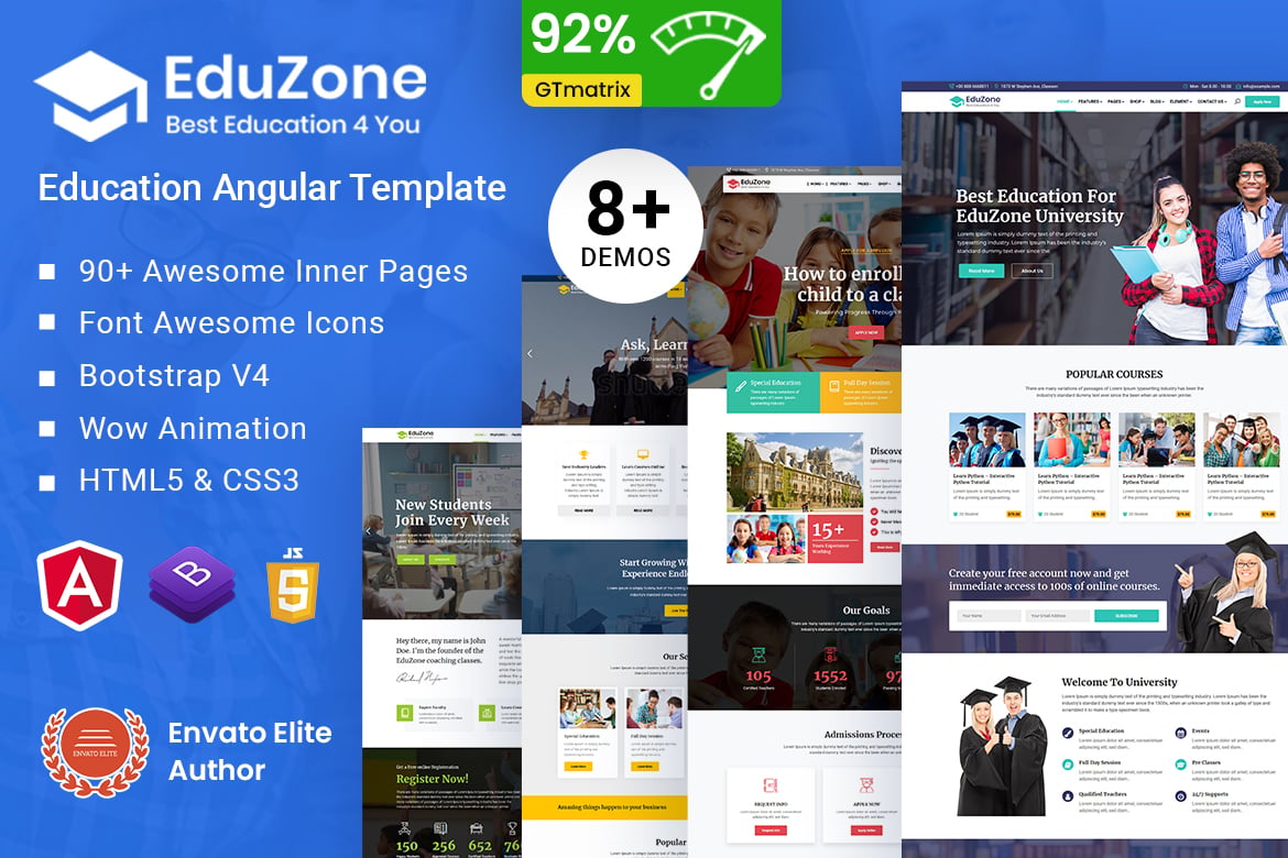 Template Web Pendidikan & Kursus Angular yang Menarik
