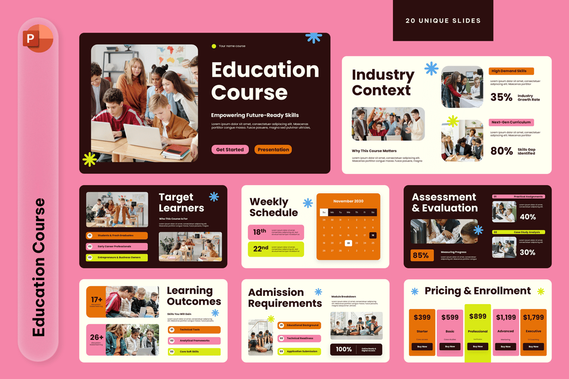 Template Powerpoint Kursus Pendidikan yang Profesional dan Menarik