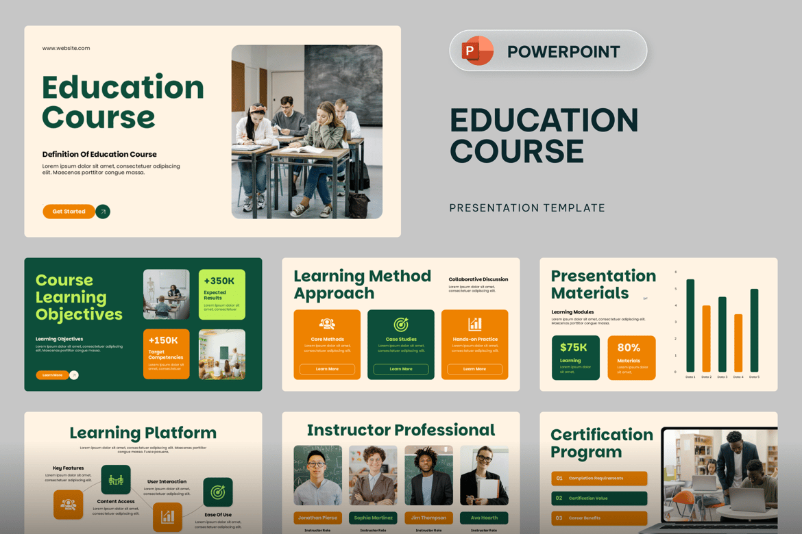 Template Presentasi PowerPoint Edukasi Profesional untuk Kursus dan Pelatihan