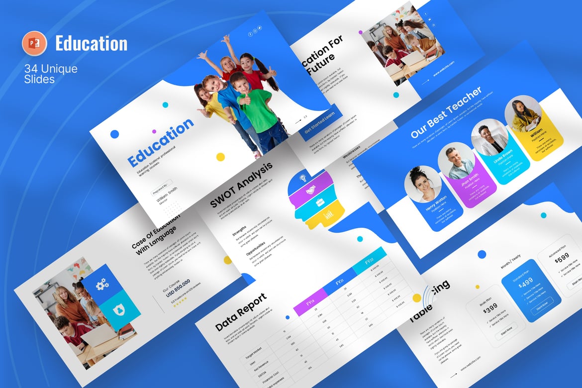 Template PowerPoint Kursus Pendidikan Modern