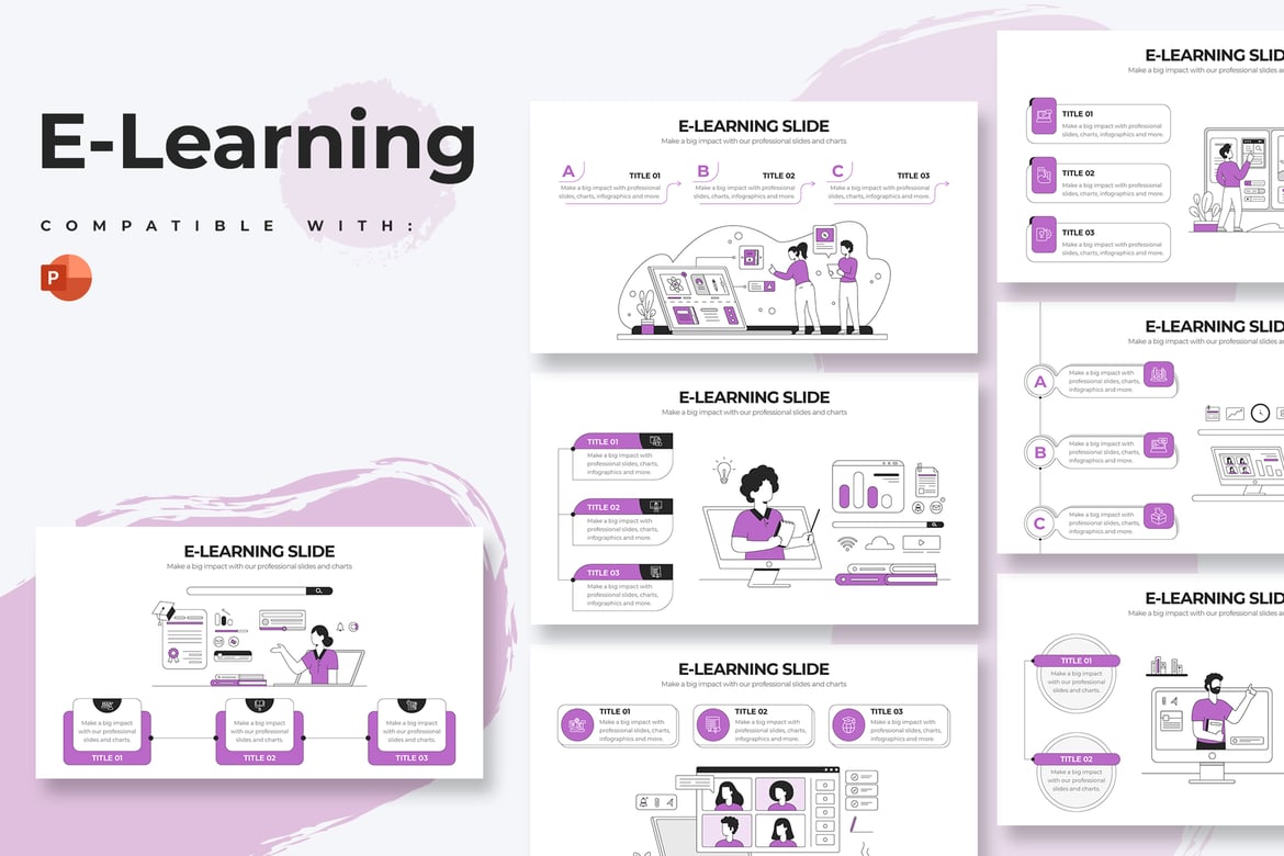 Template Presentasi E-Learning Modern untuk PowerPoint