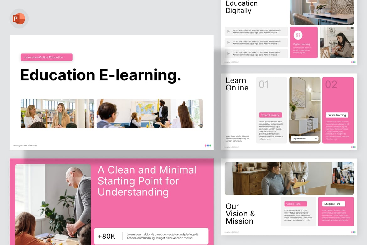 Template PowerPoint E-Learning Modern untuk Pendidikan