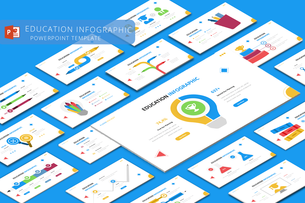 Template PowerPoint Infografis Pendidikan yang Menarik
