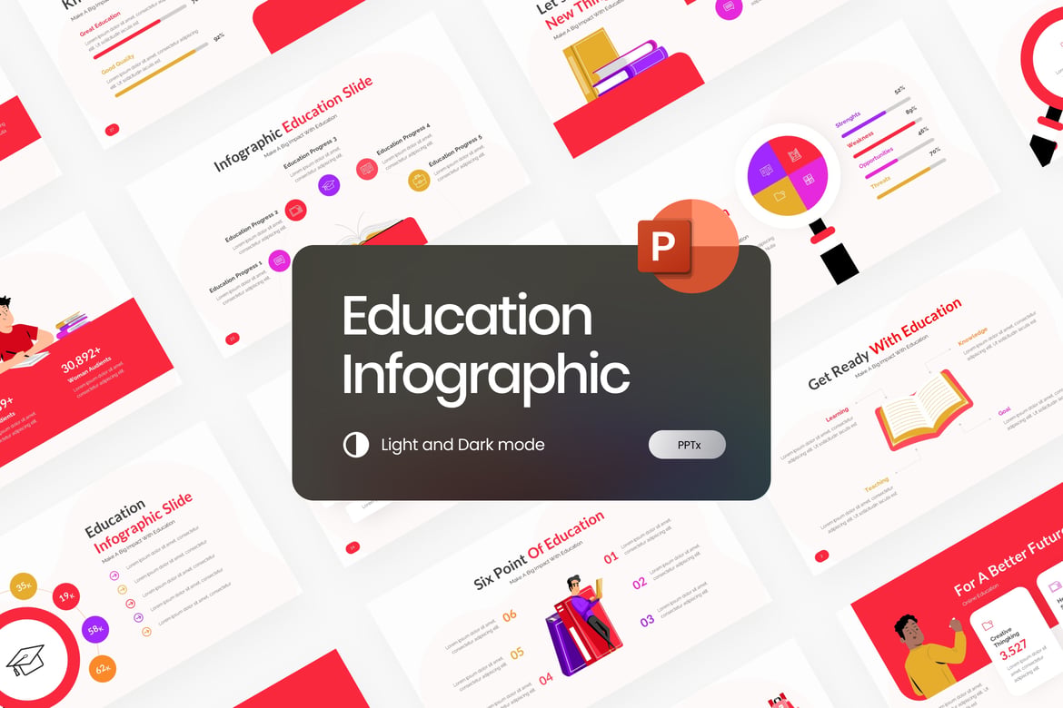Template PowerPoint Infografik Pendidikan yang Modern dan Menarik