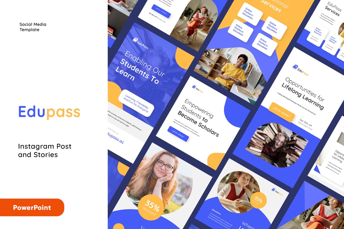 Template Powerpoint Instagram Post dan Stories untuk Edukasi