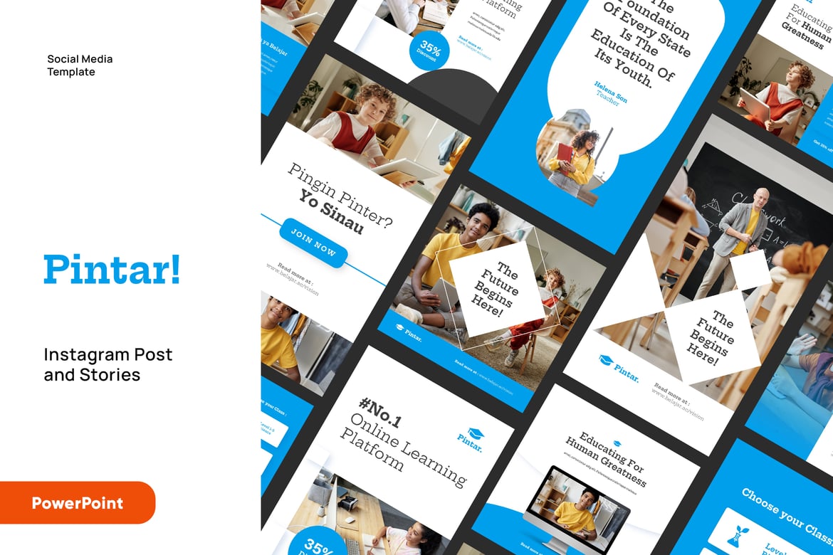 Template Powerpoint untuk Post dan Stories Instagram Pendidikan yang Menarik