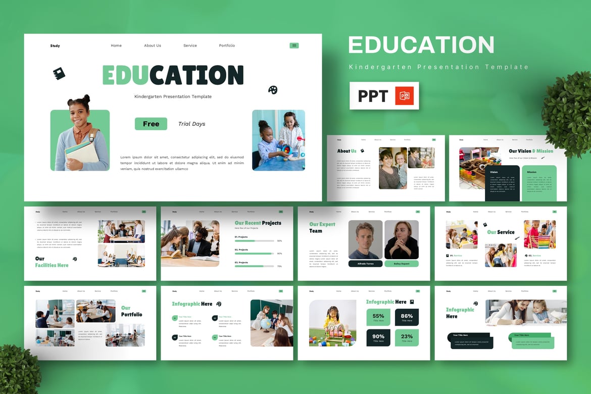 Template Presentasi Powerpoint Kreatif untuk Pendidikan TK