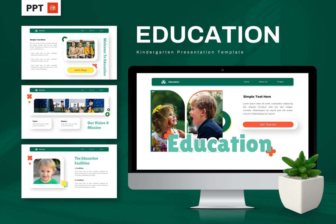 Template Powerpoint Pendidikan untuk TK yang Ceria