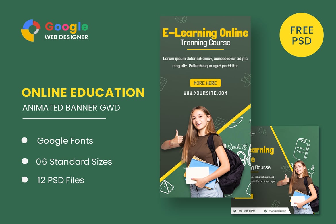 Template Banner Animasi Pendidikan yang Menarik untuk Website Anda