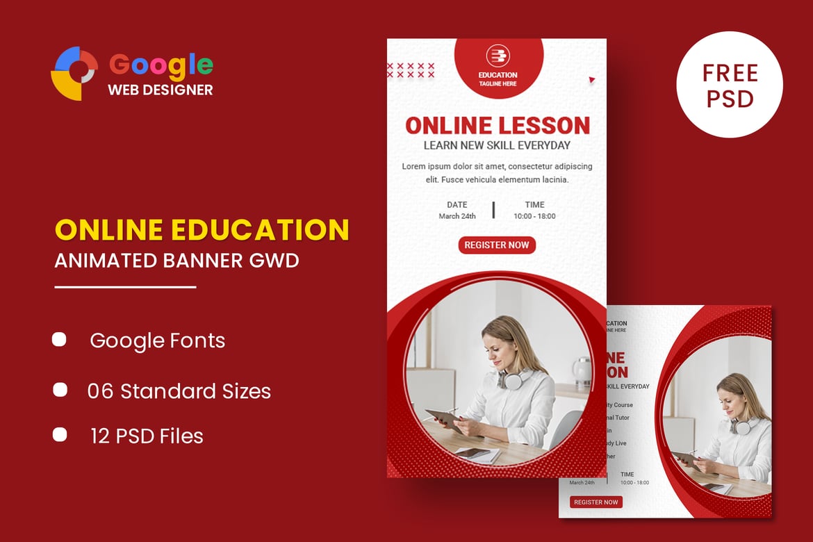 Template Banner Animasi Pendidikan Online GWD yang Menarik