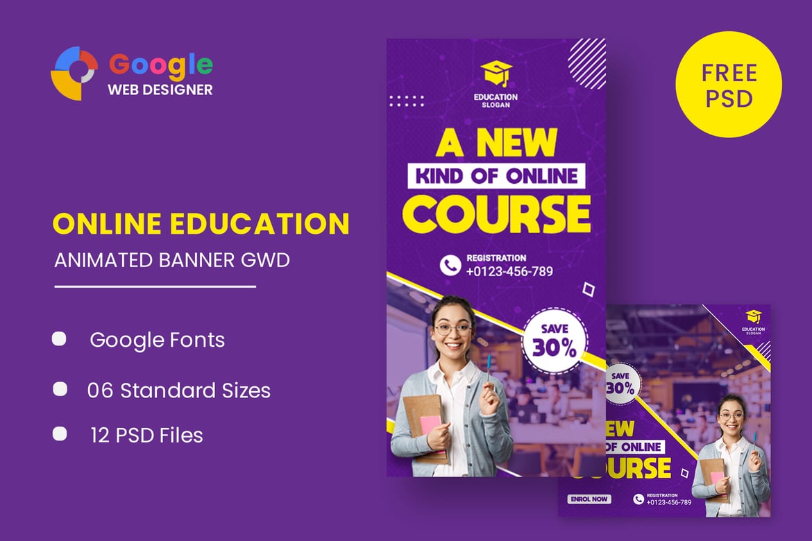 Template Website Iklan Banner HTML5 untuk Pendidikan Online