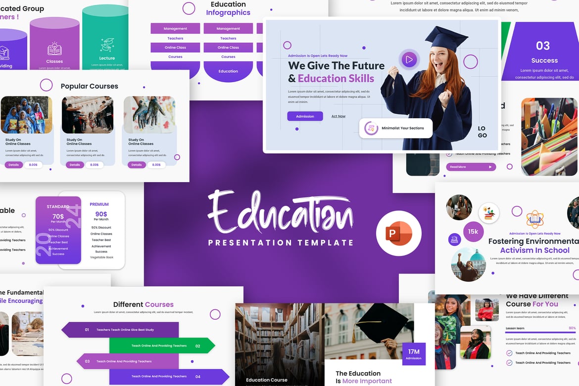 Template Presentasi PowerPoint Portal Pendidikan yang Menarik