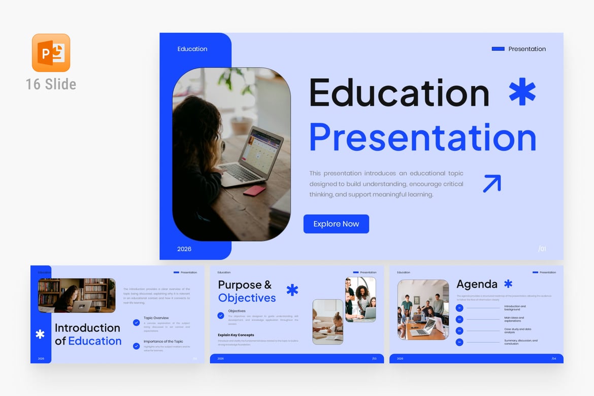 Template PowerPoint Pendidikan Modern dan Menarik
