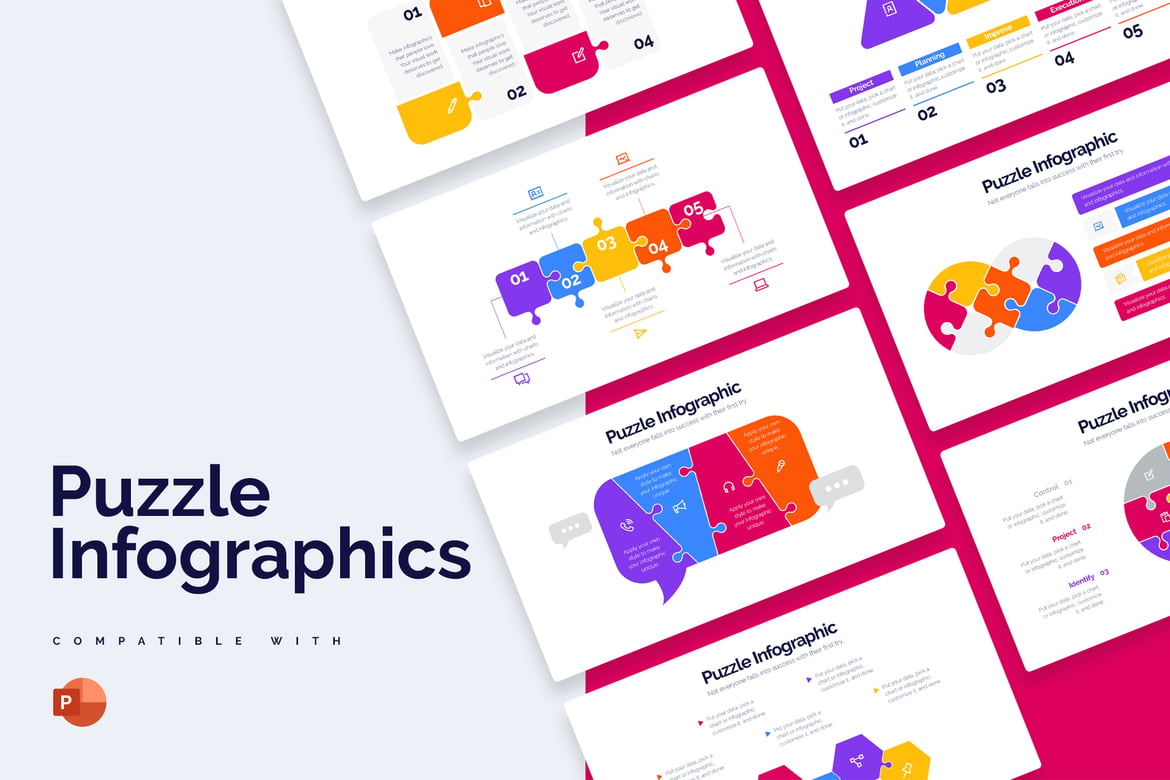 Template Presentasi Infografis Puzzle Modern untuk PowerPoint