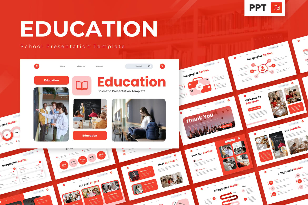 Template PowerPoint Pendidikan - Presentasi Sekolah Menarik dan Profesional