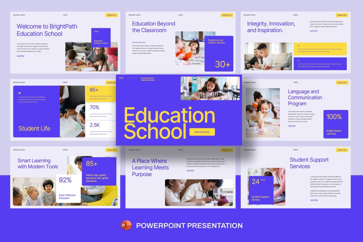 Template PowerPoint Sekolah Pendidikan yang Menarik