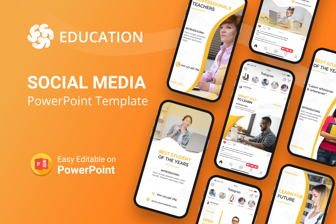 Template PowerPoint Media Sosial untuk Pendidikan yang Kreatif dan Modern