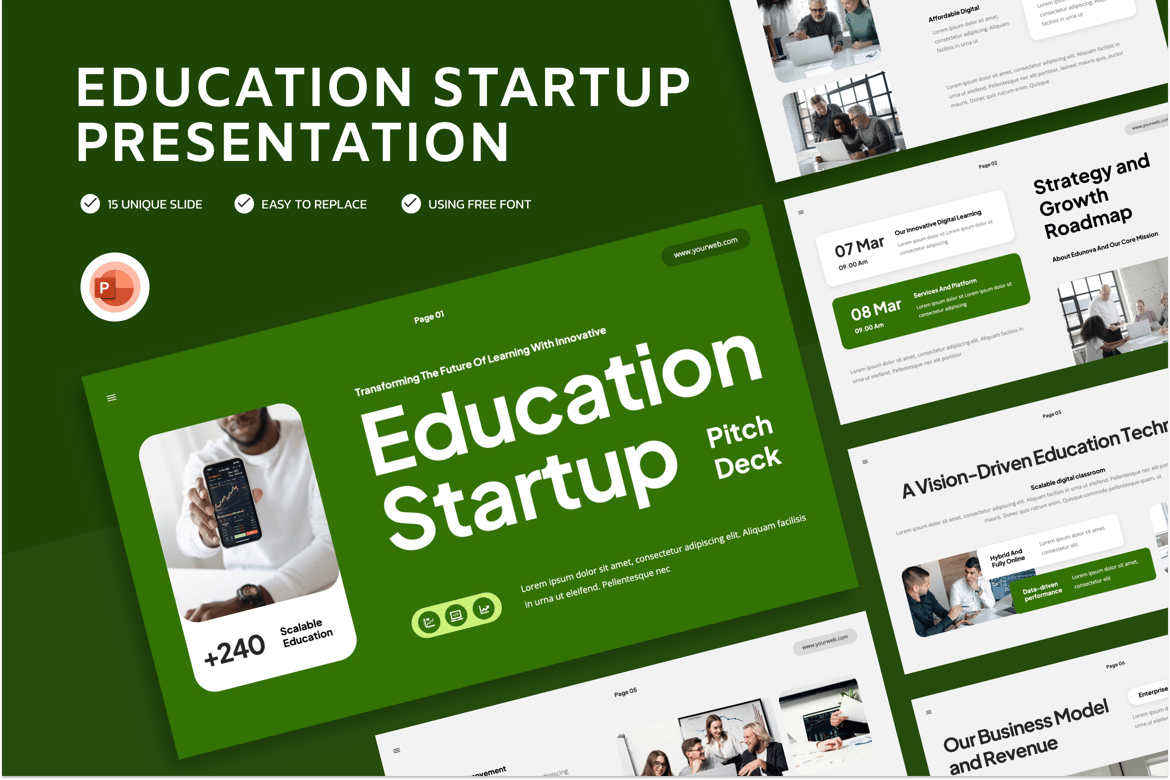 Template Powerpoint Pitch Deck untuk Startup Pendidikan yang Menarik