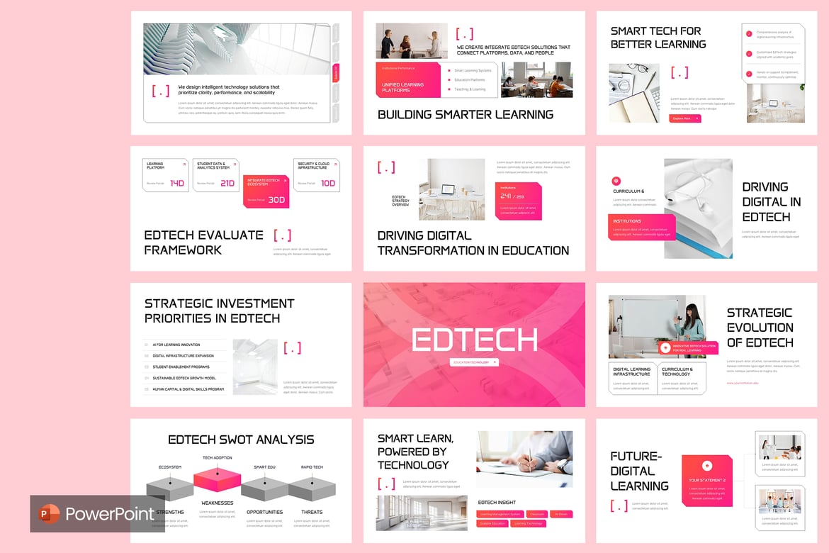 Template PowerPoint untuk Teknologi Pendidikan yang Modern dan Profesional