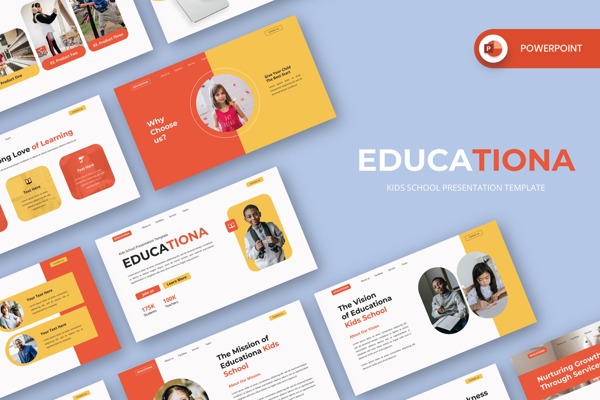 Template PowerPoint Sekolah Anak - Educationa yang Menarik