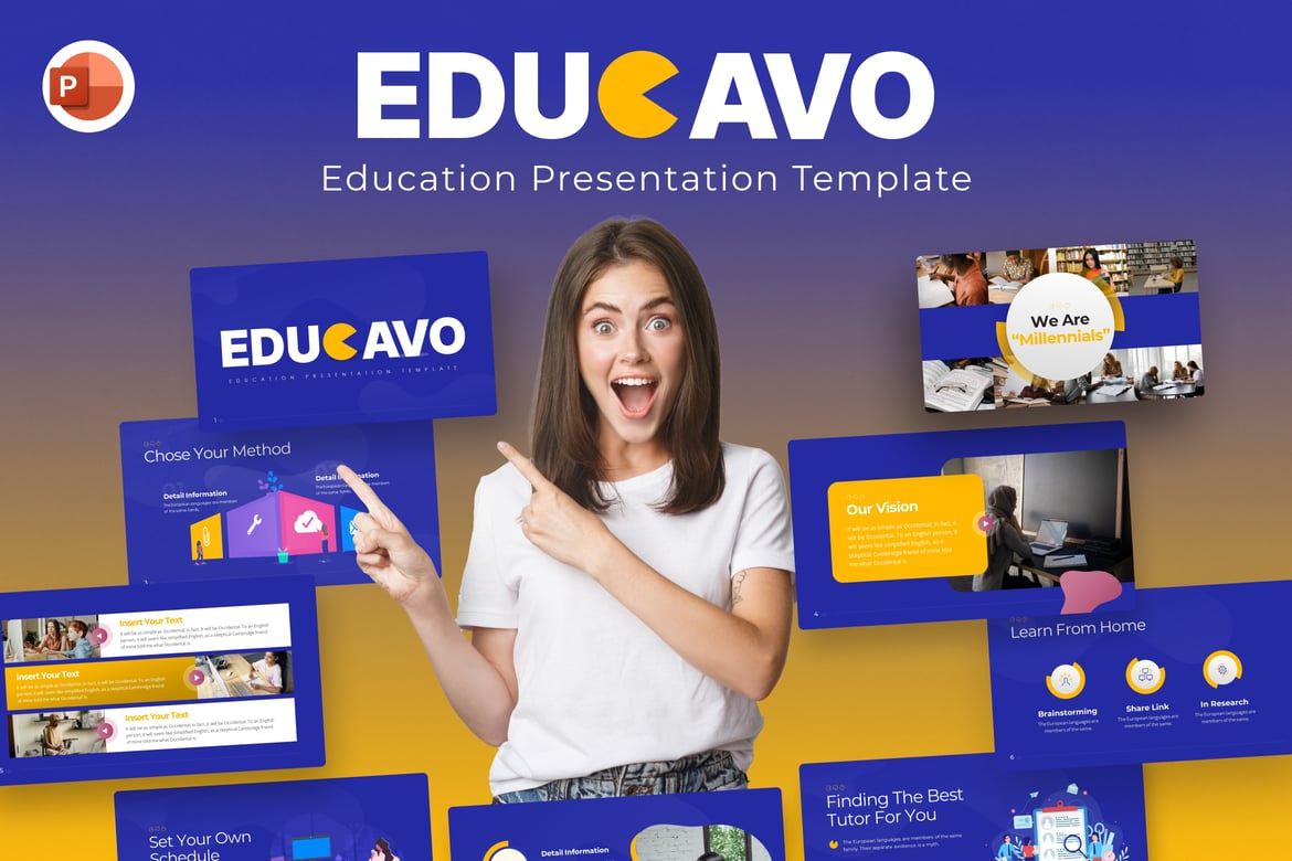 Template PowerPoint Pendidikan Educavo yang Elegan dan Fleksibel