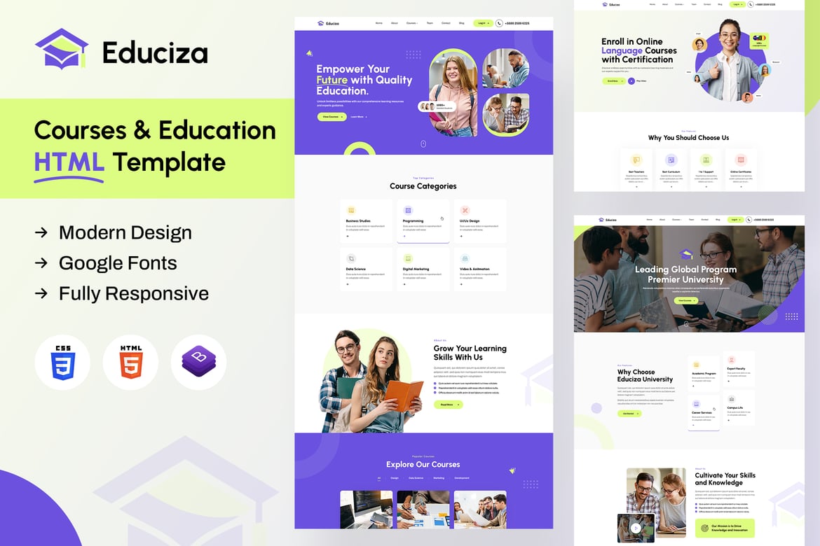 Educiza | Template Website untuk Kursus dan Pendidikan