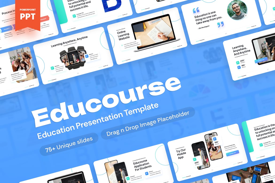 Template PowerPoint Educourse - Solusi Presentasi Pendidikan yang Menarik