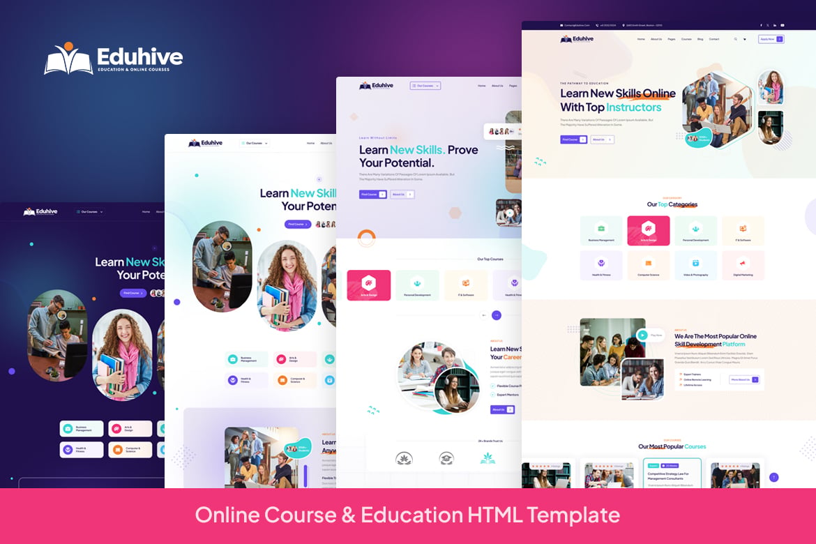 Eduhive - Template Website Pendidikan dan Kursus Online Modern
