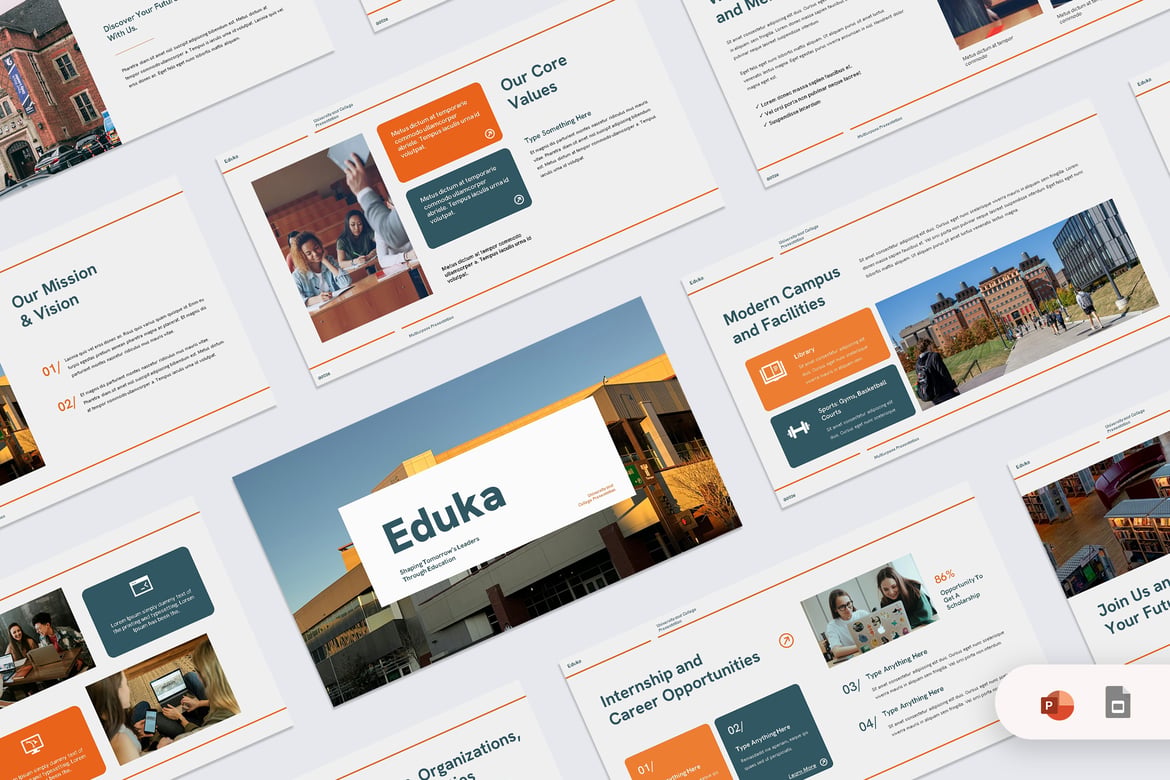 Template PowerPoint Eduka untuk Universitas dan Kampus yang Menarik
