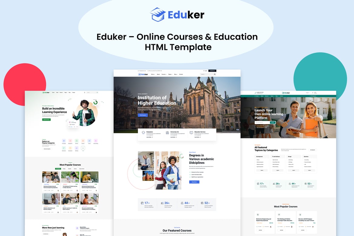 Eduker – Template Web Pendidikan dan Kursus Online yang Modern