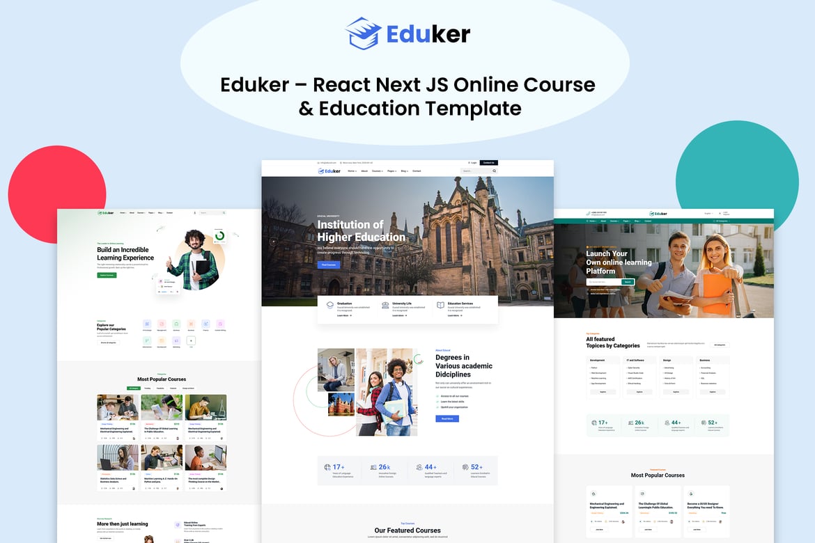 Eduker - Template Website Pendidikan Modern dengan React Next JS