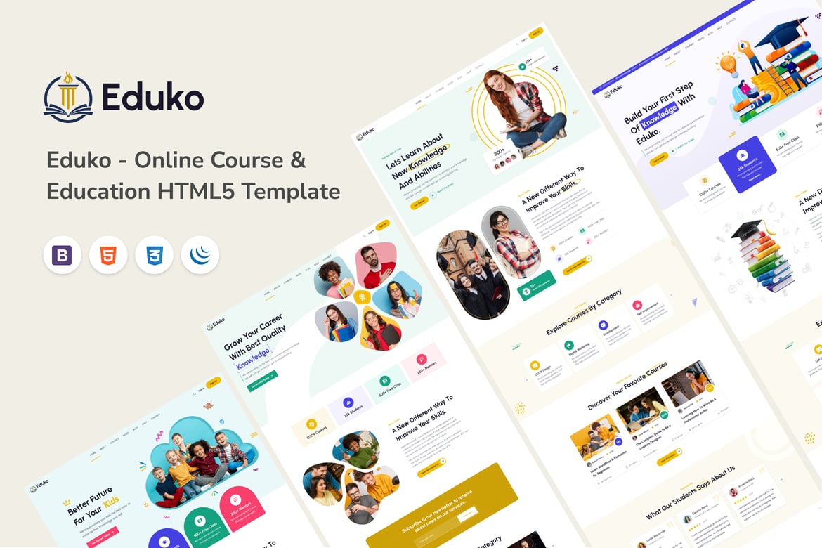 Eduko - Template Website Pendidikan dan Kursus Online yang Interaktif