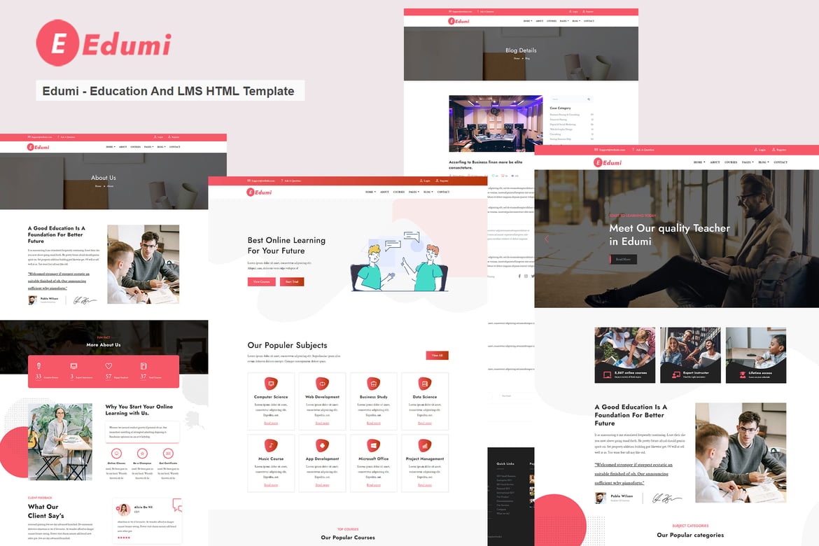 Edumi - Template Website Pendidikan dan LMS yang Modern