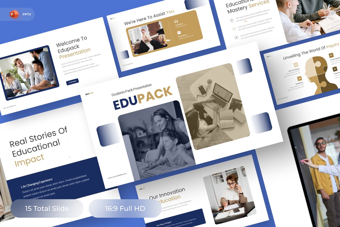 Template Presentasi PowerPoint Edupack - Paket Mahasiswa yang Menarik