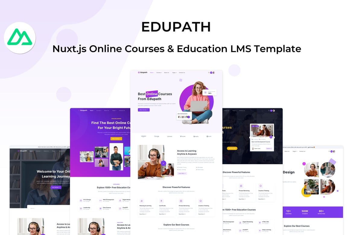 Edupath - Template Website Kursus Online dan LMS Pendidikan berbasis Nuxt Js
