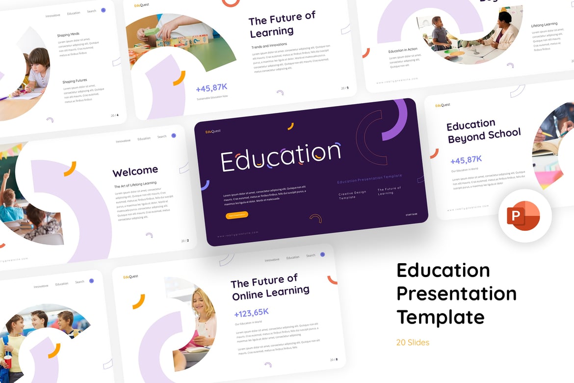 Template PowerPoint EduQuest Kreatif untuk Presentasi Pendidikan