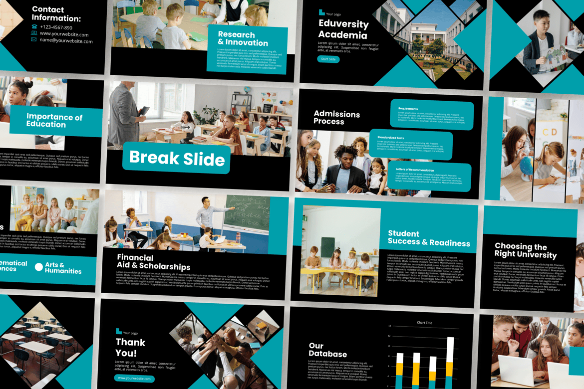 Template Presentasi PowerPoint Eduversity Academia yang Elegan dan Modern