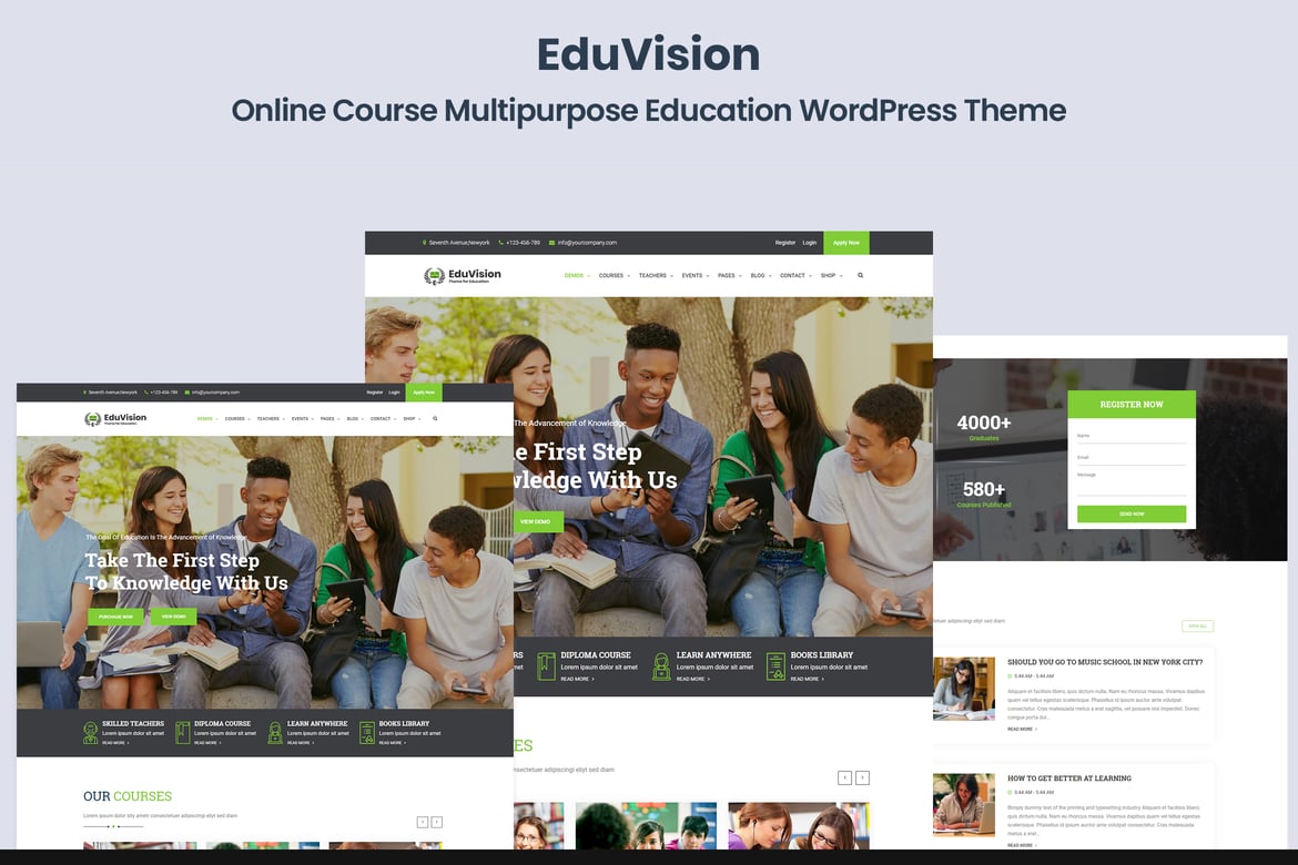 Eduvision - Tema WordPress Edukasi dengan Fitur Kursus Online