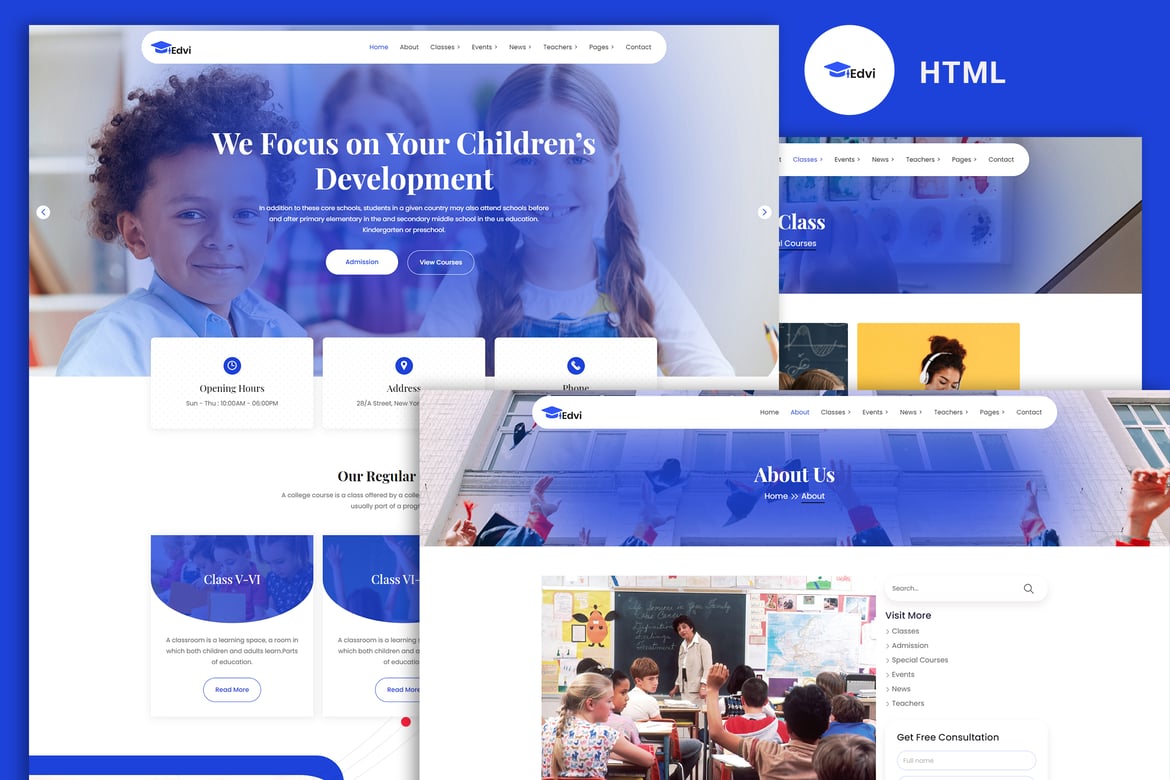 Edvi - Template Website Pendidikan dan Pembelajaran Online yang Modern