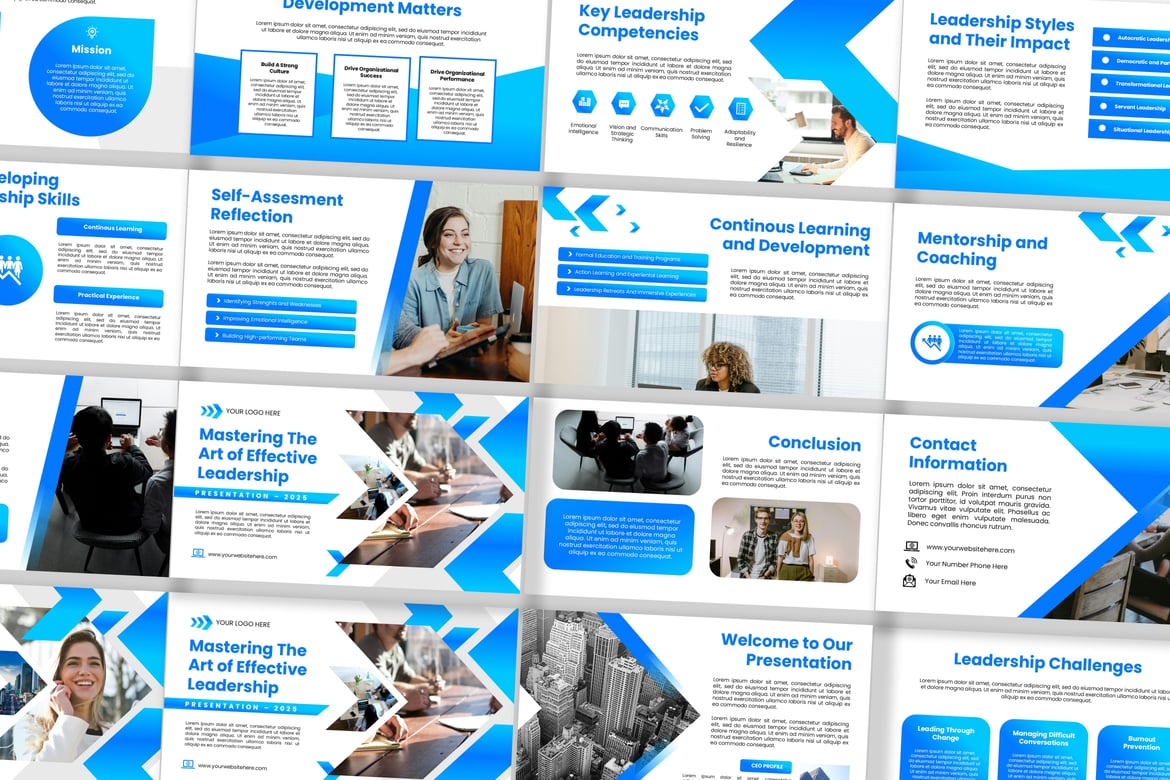 Template PowerPoint Kepemimpinan Efektif untuk Presentasi Bisnis