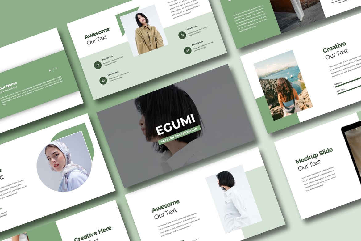 Template Presentasi PowerPoint Egumi yang Kreatif dan Minimalis
