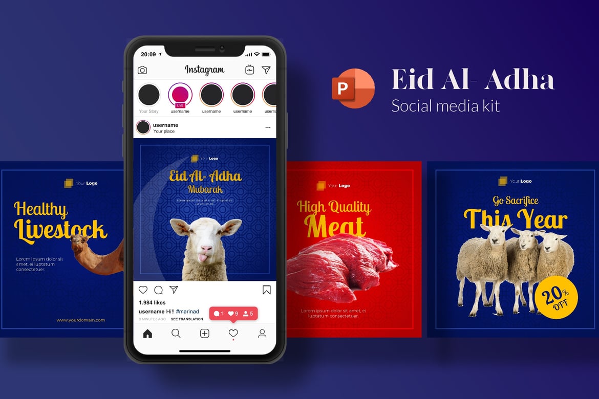 Kit Media Sosial Eid Mubarak - Template PowerPoint Menarik