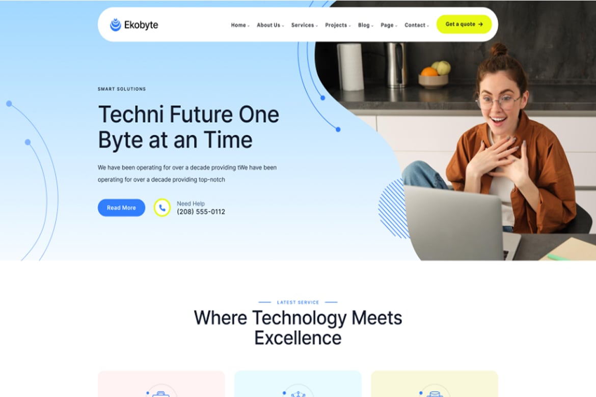 Ekobyte - Template Website IT Service & Teknologi HTML5 Modern