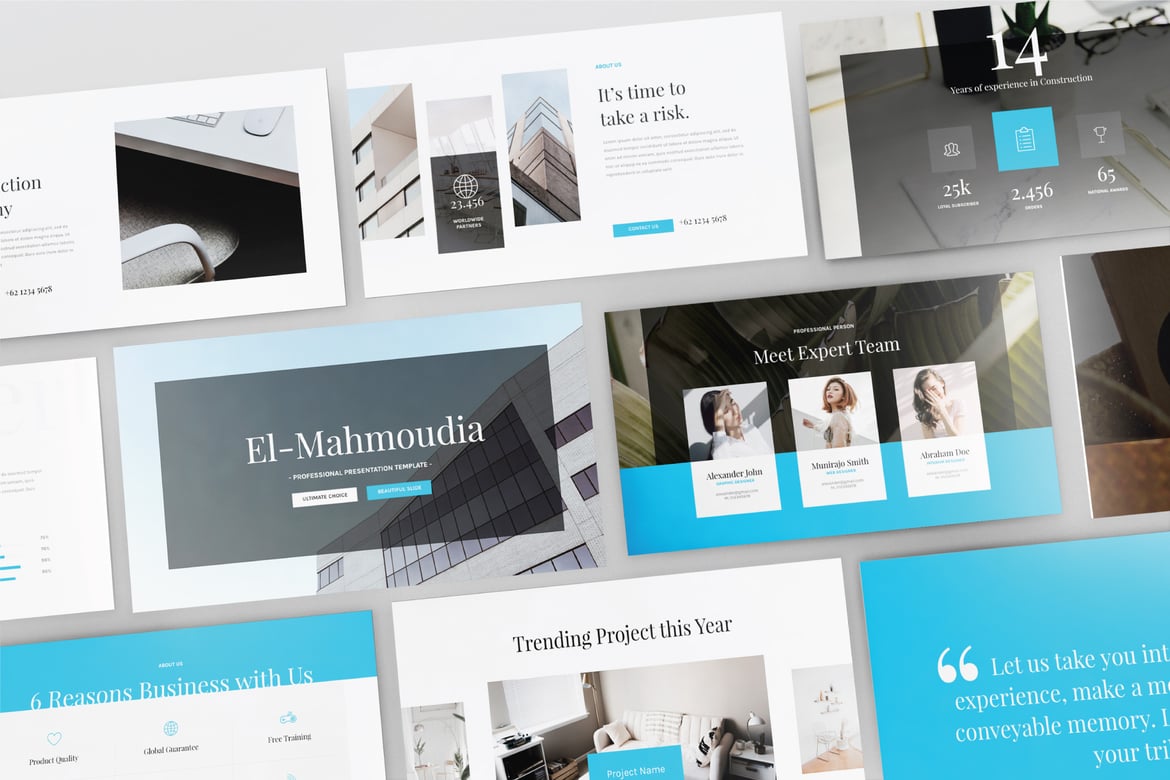 Template Presentasi PowerPoint EL-Mahmoudia - Solusi Multifungsi untuk Bisnis Anda