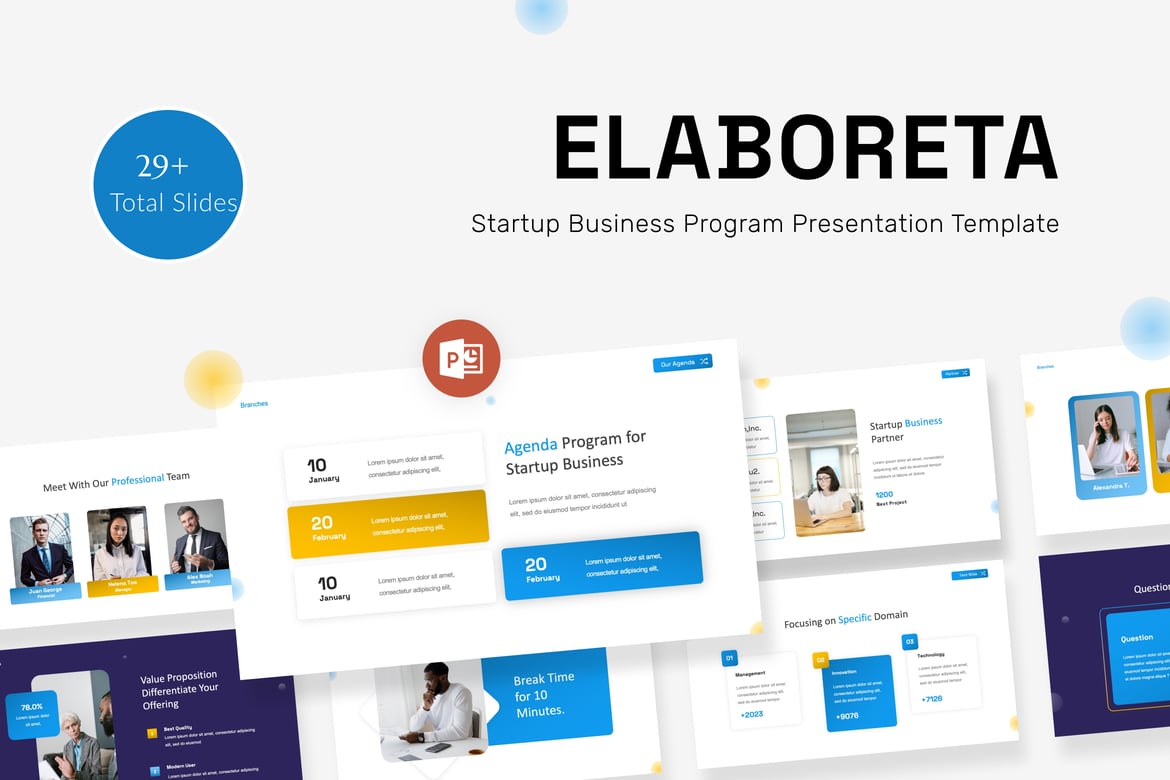 Template PowerPoint Program Bisnis Startup Elaboreta yang Menarik