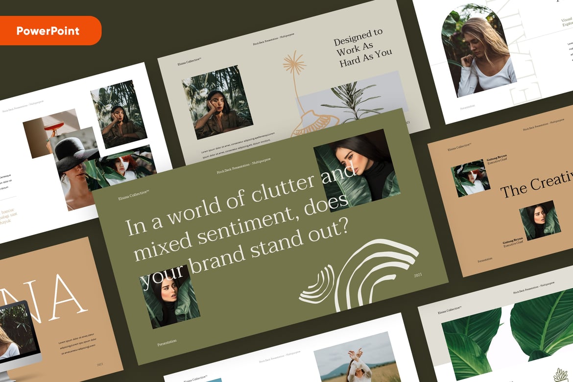 Template Presentasi Powerpoint ELAINA yang Stylish dan Profesional