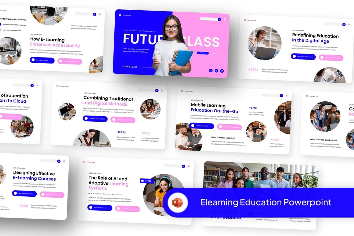 Template Powerpoint Pembelajaran Elearning yang Kreatif dan Modern