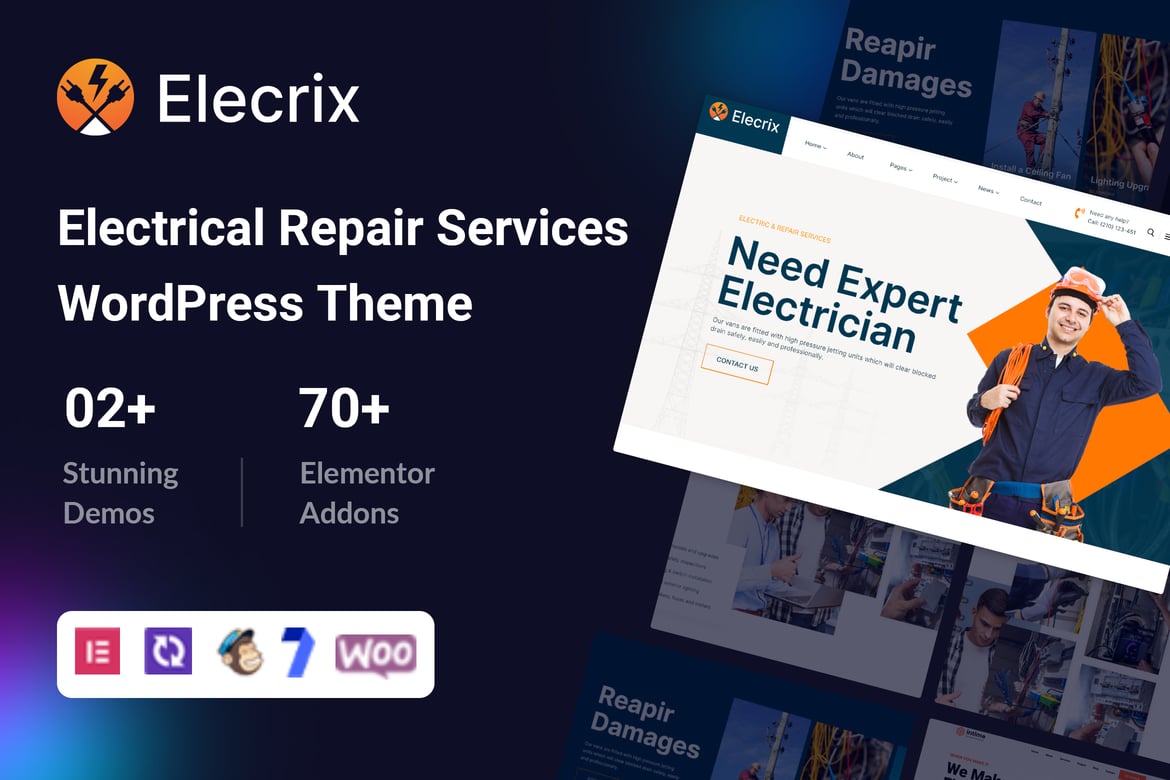 Elecrix – Tema WordPress Layanan Perbaikan Listrik Terbaik